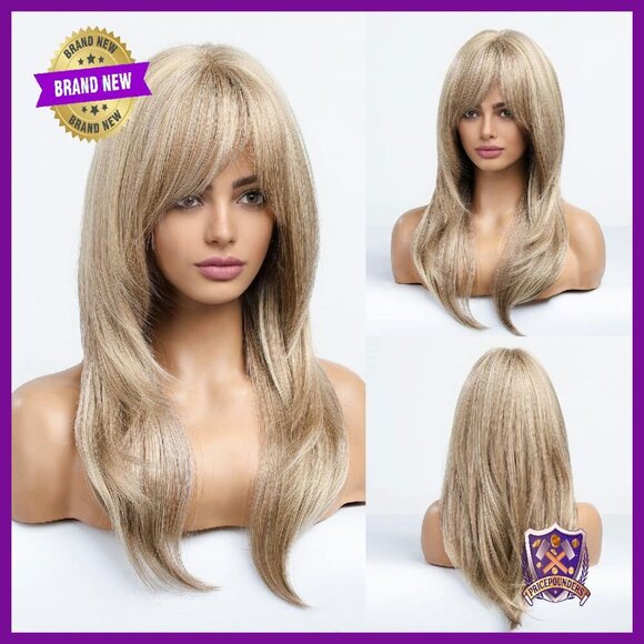 Heat Resistant Synthetic Wig with Bangs for Women main image 4
